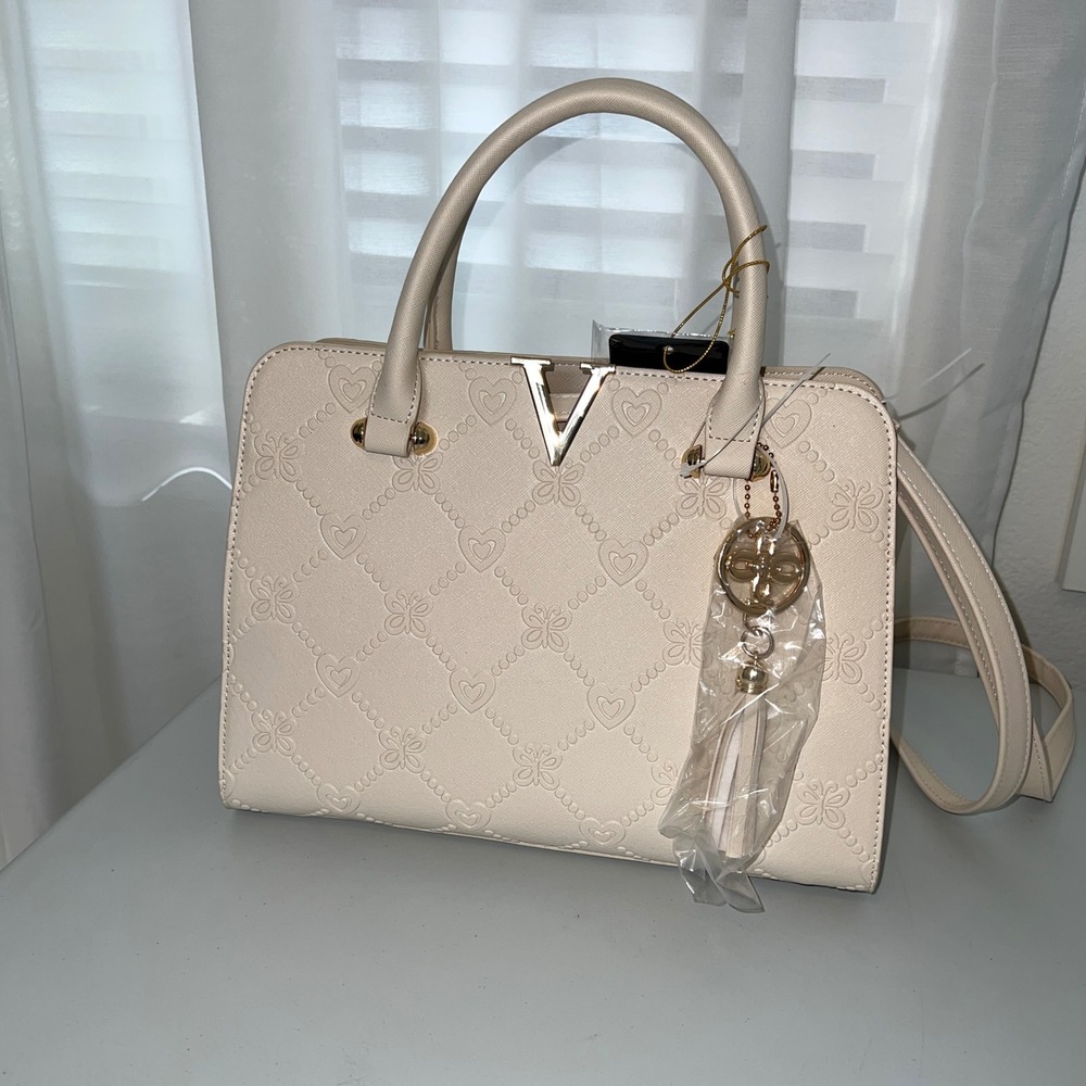 Crossi Vanilla Heart Embossed Satchel Crossbody Bag‎ preppy cute  New